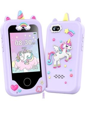 Kids Unicorn Smart Phone Toy 2.8” Touchscreen Dual Camera Games Music Pink NEW